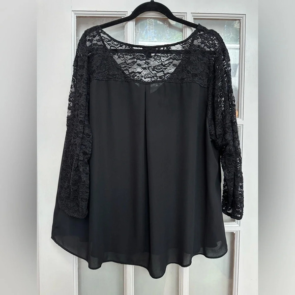 Torrid Black Georgette Lace Sleeve Blouse Plus Size 3XL - Picture 5 of 12
